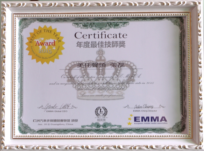 技术实力认证 多个EMMA年度最佳技师奖花落美托声